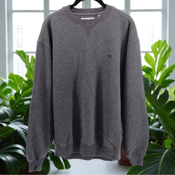 Fila Gray Fleece Crewneck Pullover Comfy Athletic Tennis Soccer Size L - Picture 1 of 7